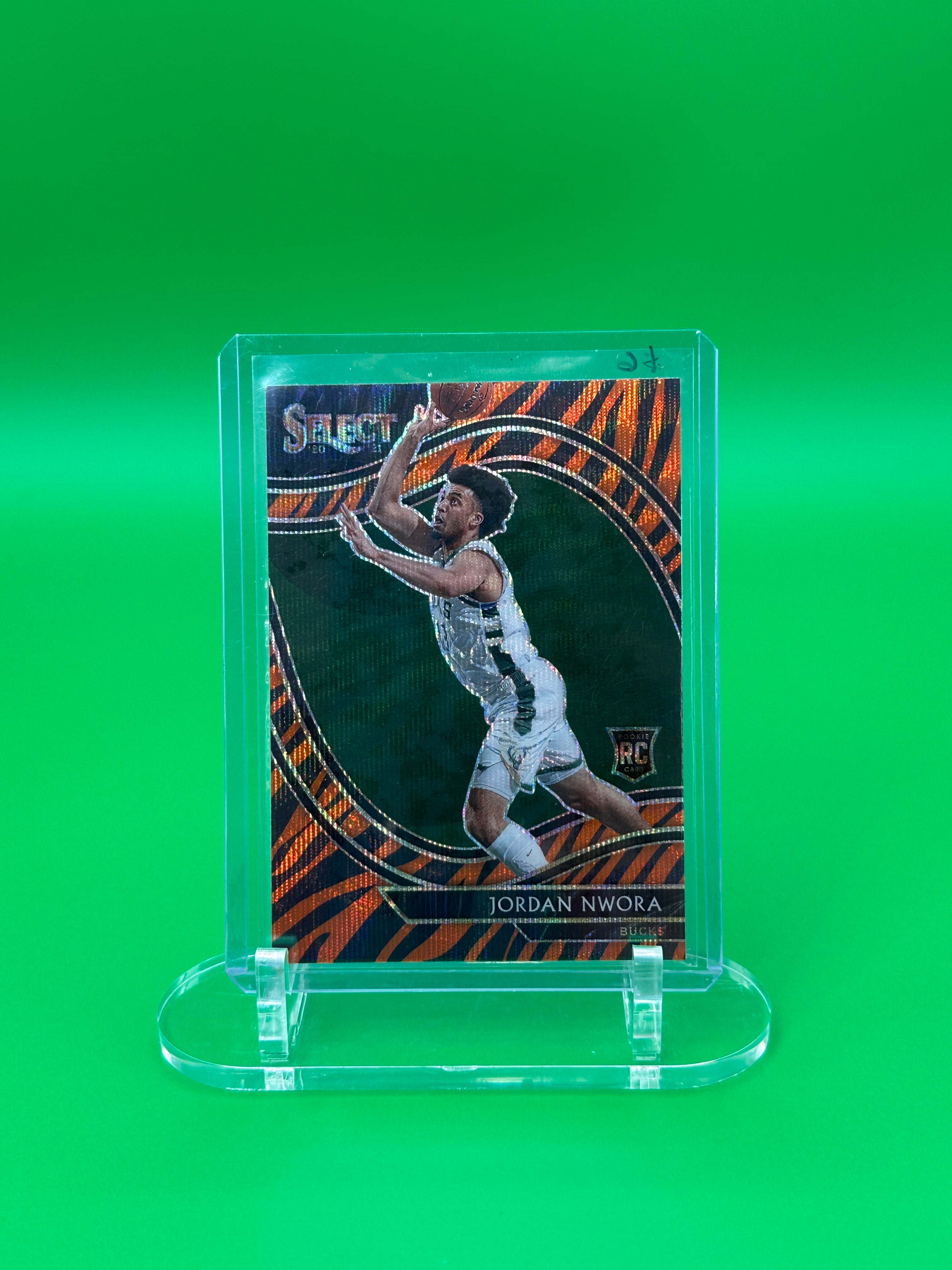 2021 Panini Select Jordan Nwora Courtside Orange Zebra Parallel Prizm Rookie RC Milwaukee Bucks