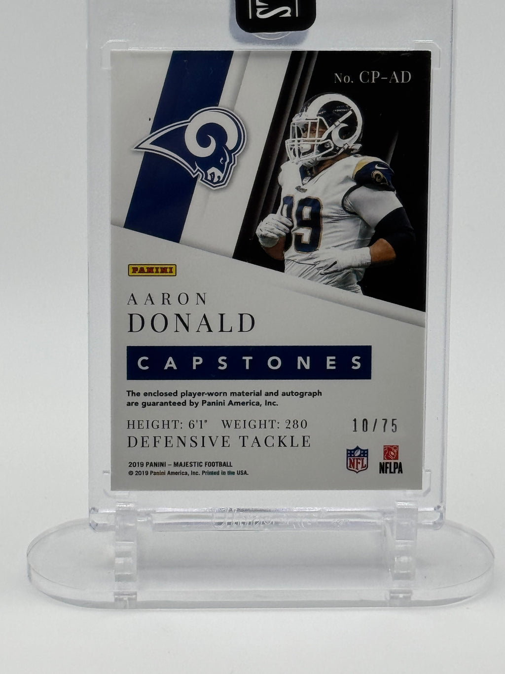 2025 Panini Honors 🏈 Aaron Donald 2019 Panini Majestic Capstones Auto Patch /75 Rams