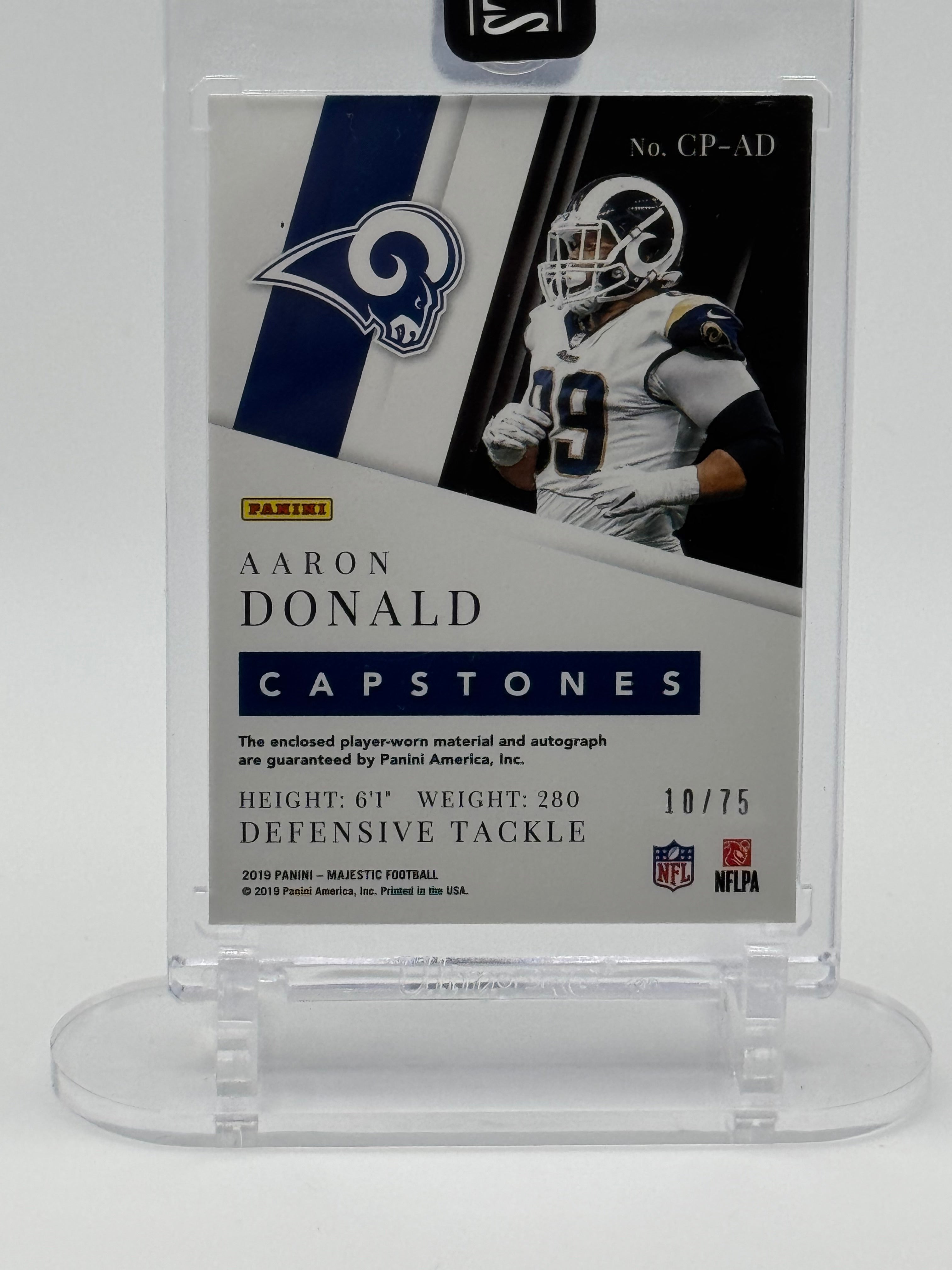 2025 Panini Honors 🏈 Aaron Donald 2019 Panini Majestic Capstones Auto Patch /75 Rams