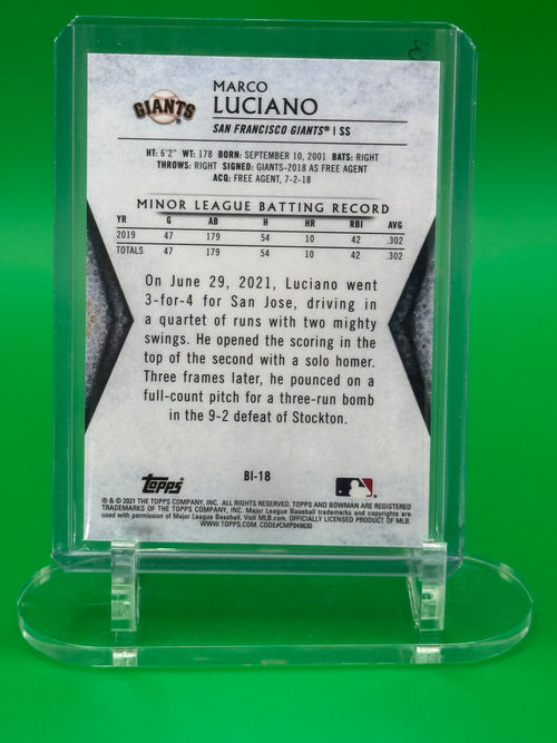 2021 Bowman Invicta MARCO LUCIANO San Francisco Giants Insert