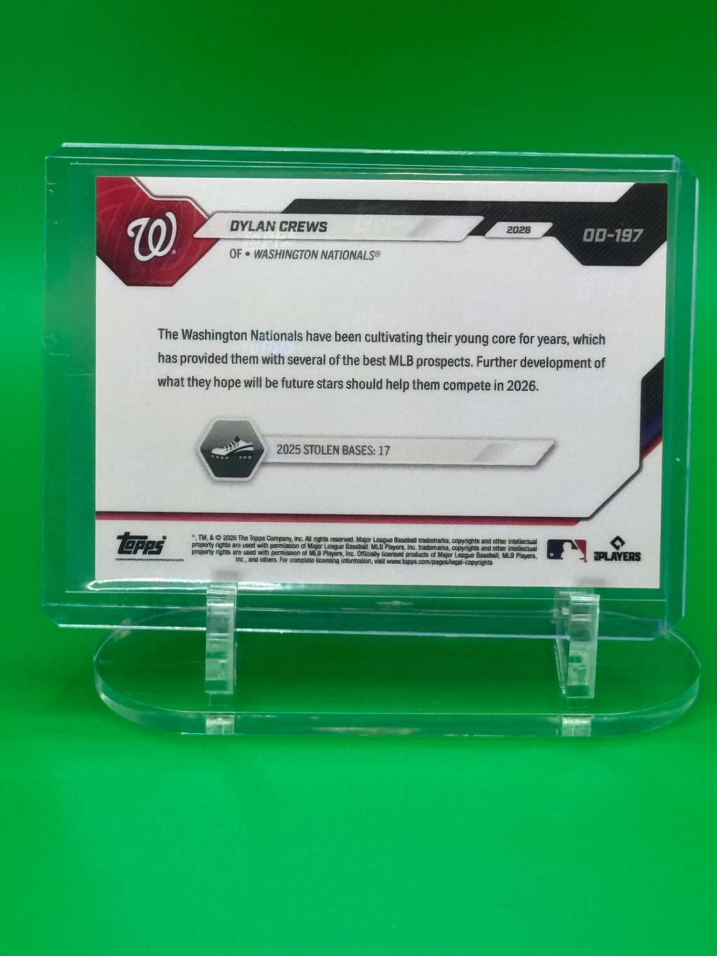 2026 Topps NOW Road to Opening Day Dylan Crews /25 – Washington Nationals Rare Parallel