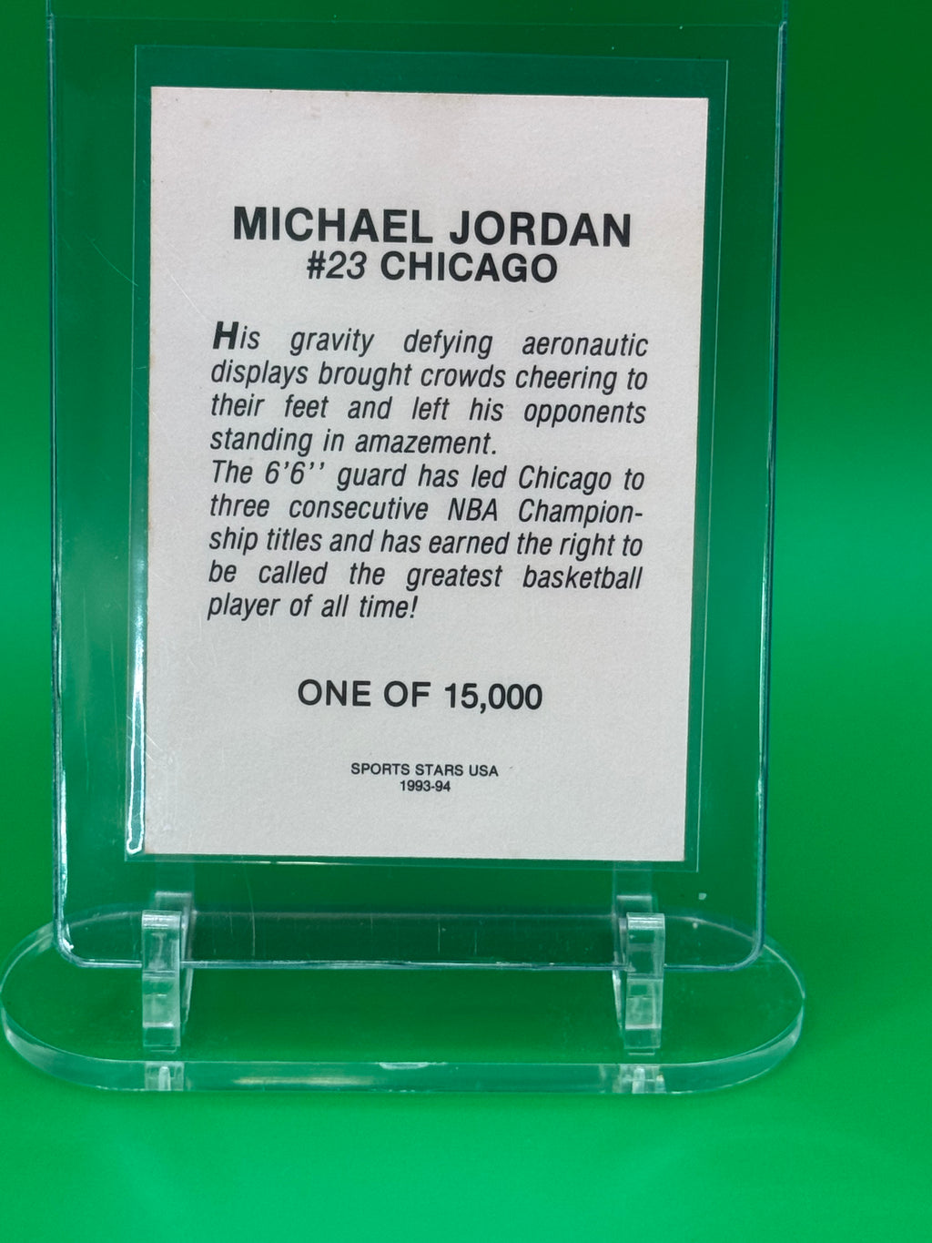 1993-94 Michael Jordan Sports Stars USA Chicago Bulls Basketball Card