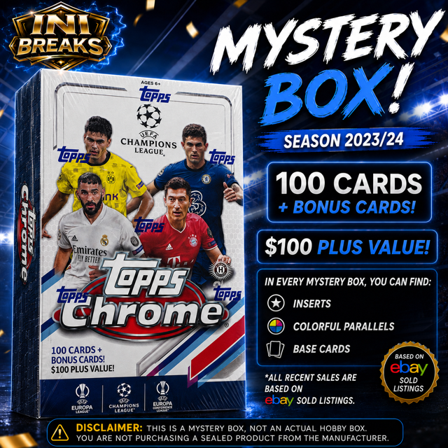 UEFA Topps Chrome 2020/21 Soccer-INI Collection Card Box | 100 Cards + Bonus Cards | Inserts & Refractors
