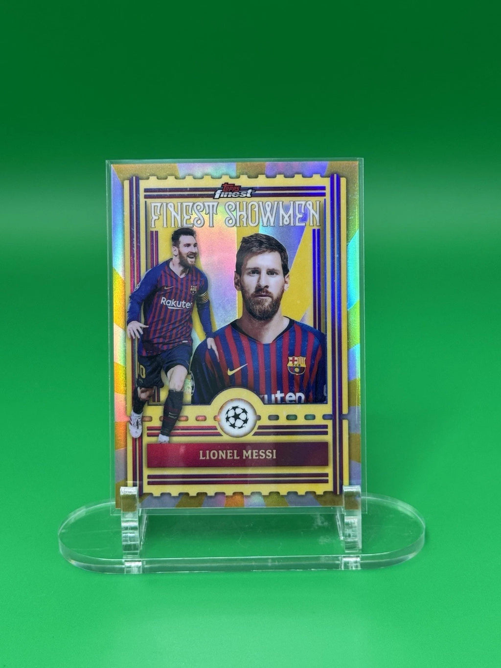 2026 Topps Finest Soccer UEFA Finest Showmen Silver Insert Lionel Messi Argentina front