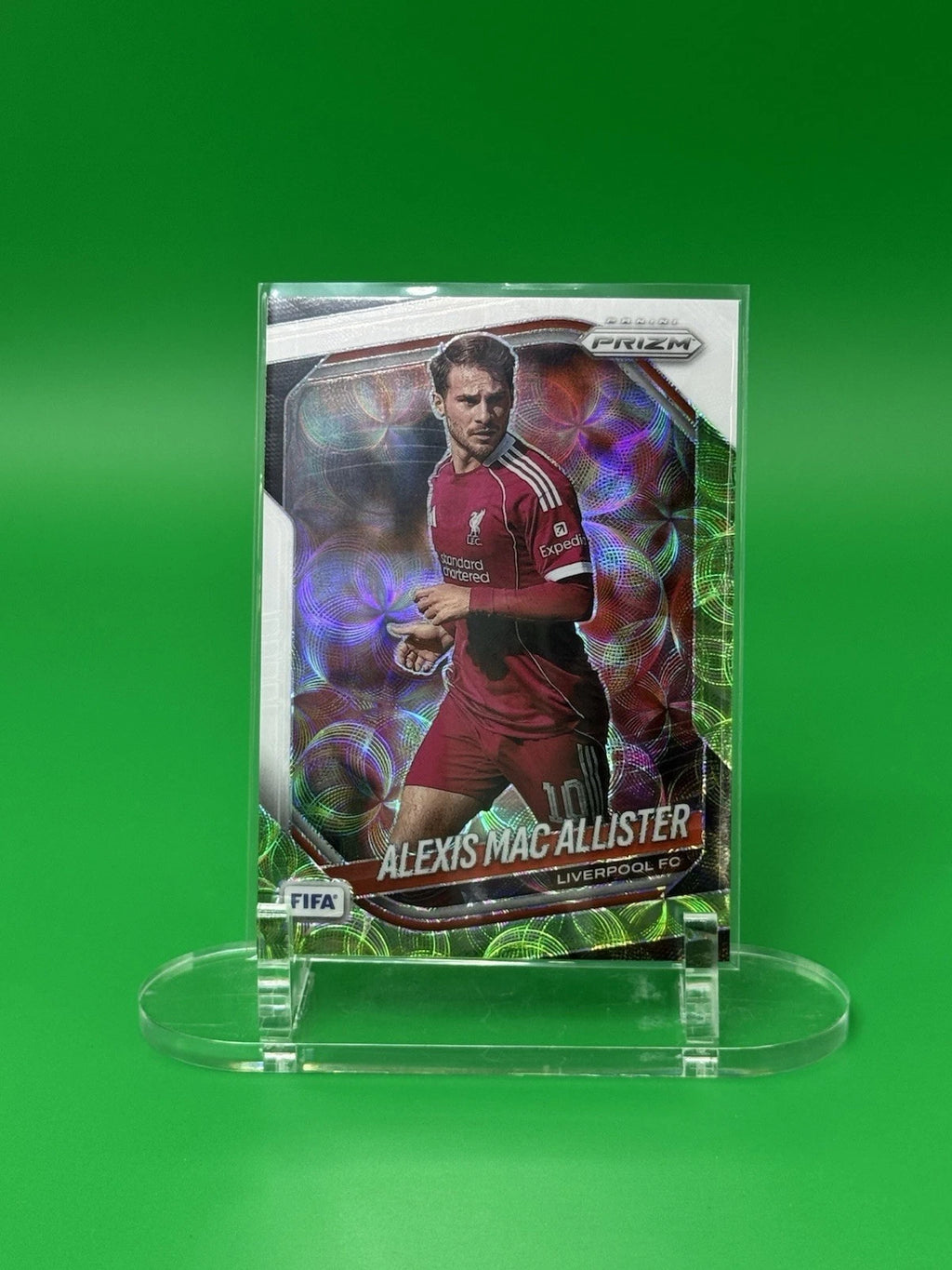 2025-26 Panini Prizm FIFA Choice White & Green SSP Alexis Mac Allister Argentina front