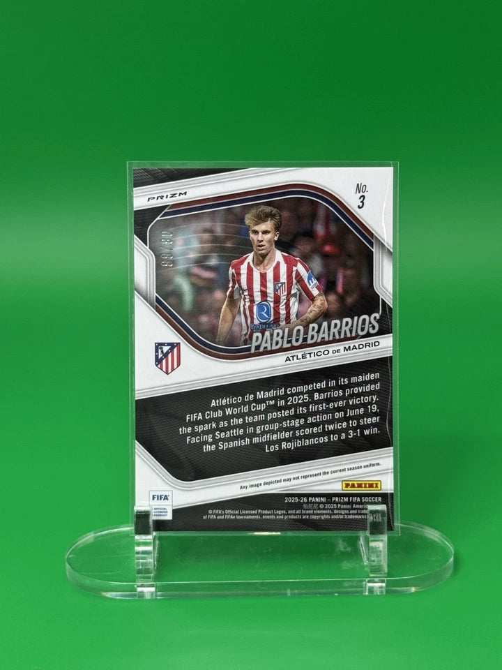 25-26 Panini Prizm FIFA Red Choice Prizm Pablo Barrios-Atletico de Madrid #08/88 back
