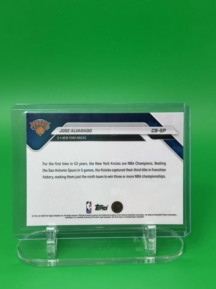 2026 Topps NOW NBA Finals New York Knicks NBA Champions Jose Alvarado SP back