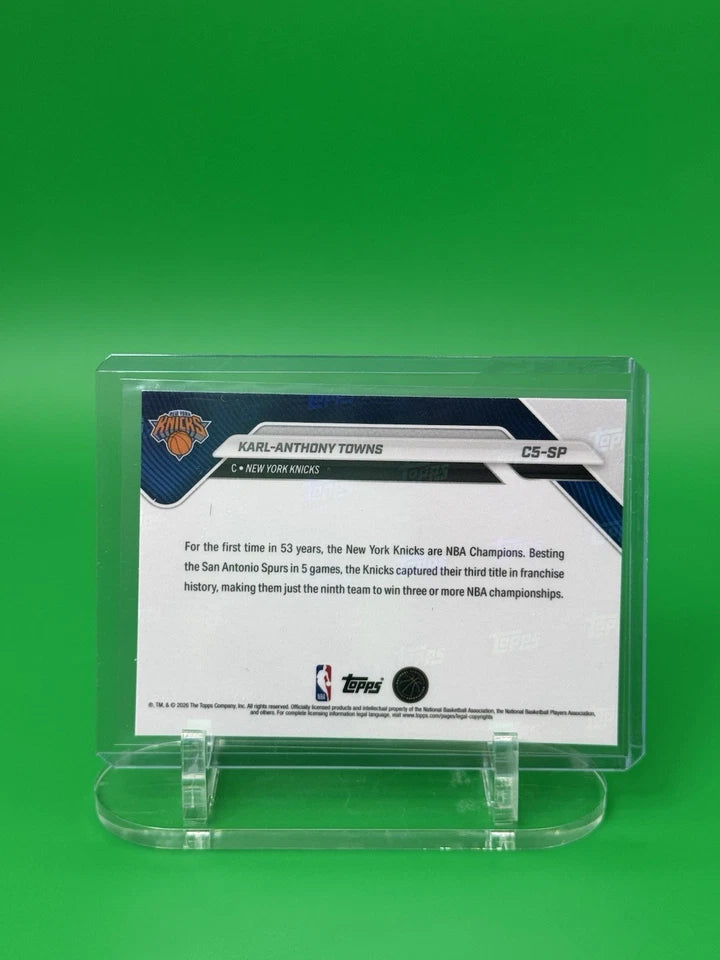 2026 Topps NOW NBA Finals New York Knicks Champions Karl Anthony Towns SP back