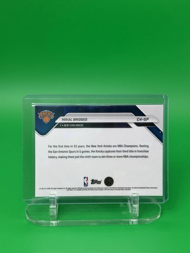2026 Topps NOW NBA Finals New York Knicks NBA Champions Mikal Bridges SP back