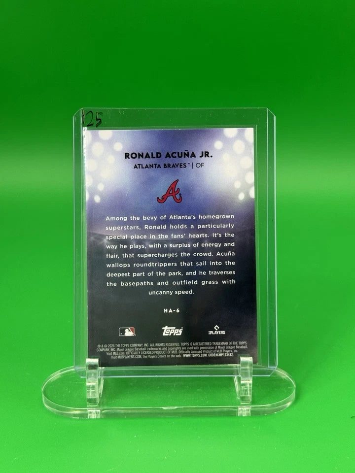 2026 Topps MLB Series 1 Ronald Acuna Jr. Home Field SSP Atlanta Braves OF HA-6 back