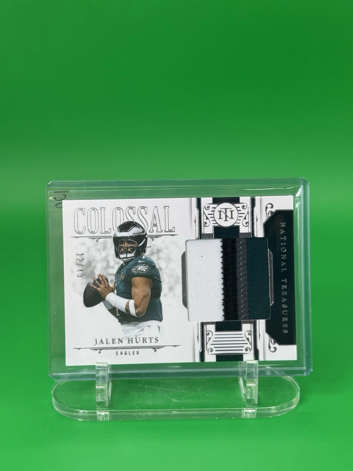 2025 National Treasures NFL Jalen Hurts Colossal Patch#12/49 Philadelphia CMS-JHS front