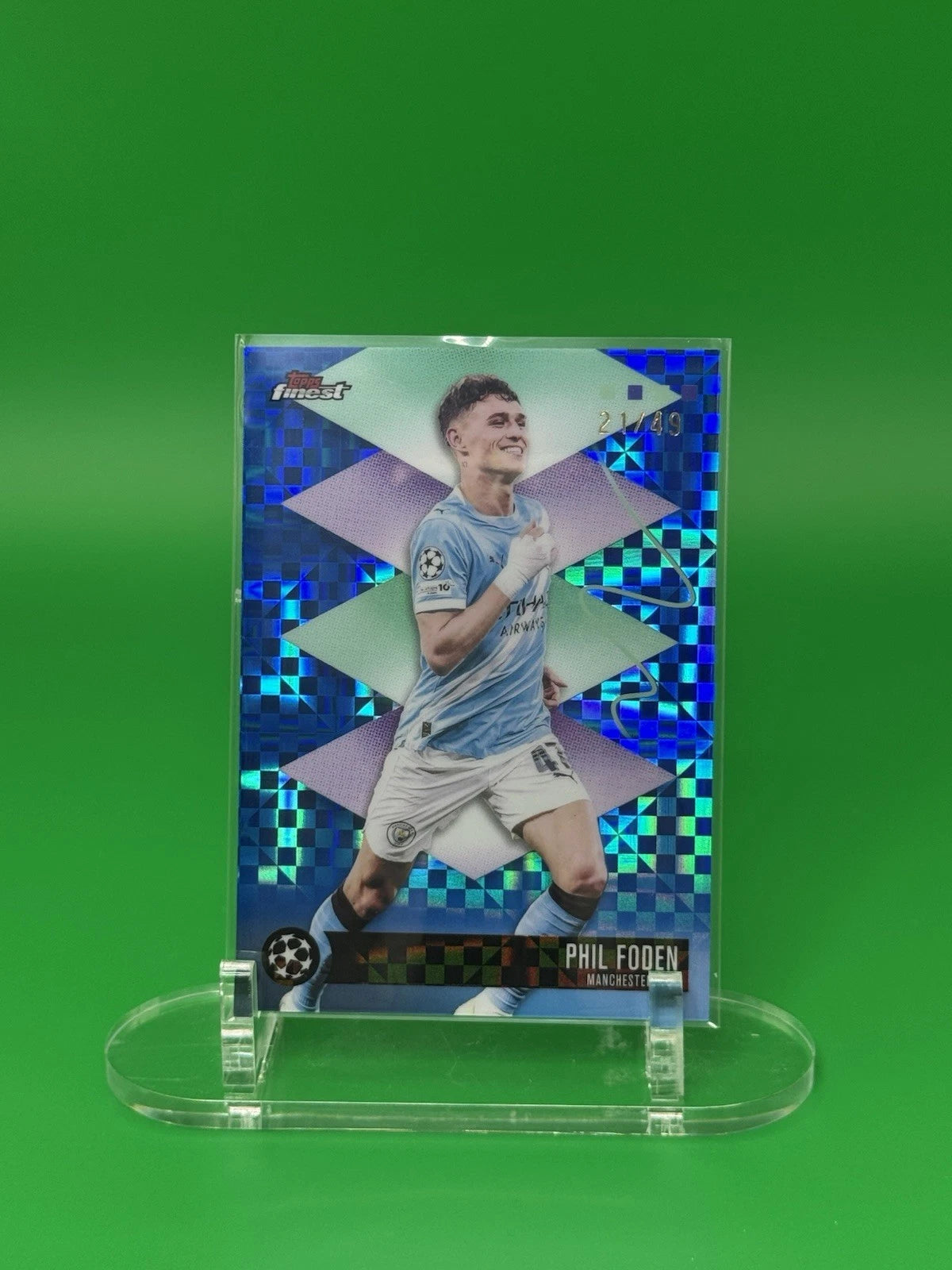 Phil Foden Topps Finest Blue X-Fractor 21 of 49