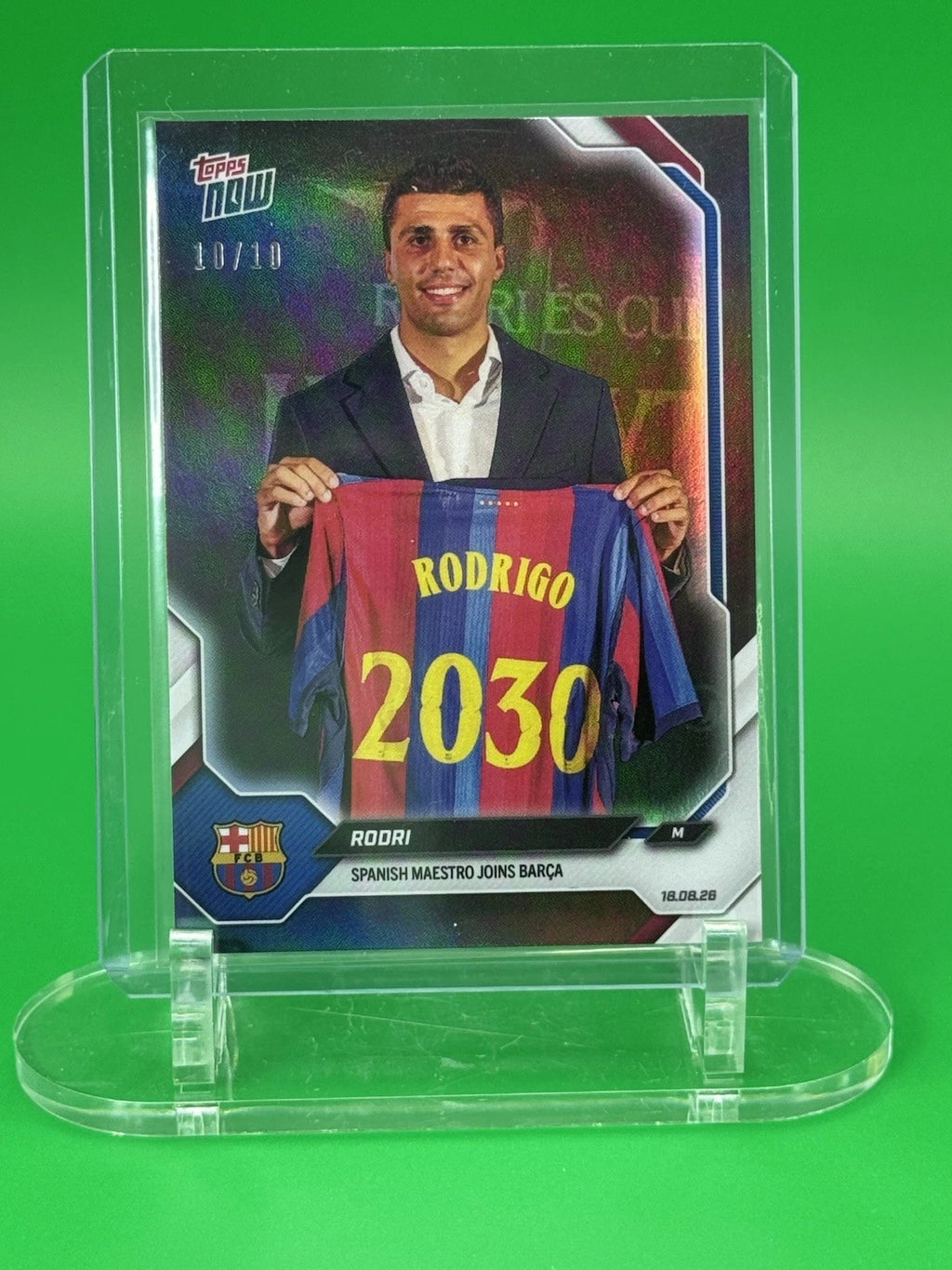 Rodri Topps Now Black 10/10 front