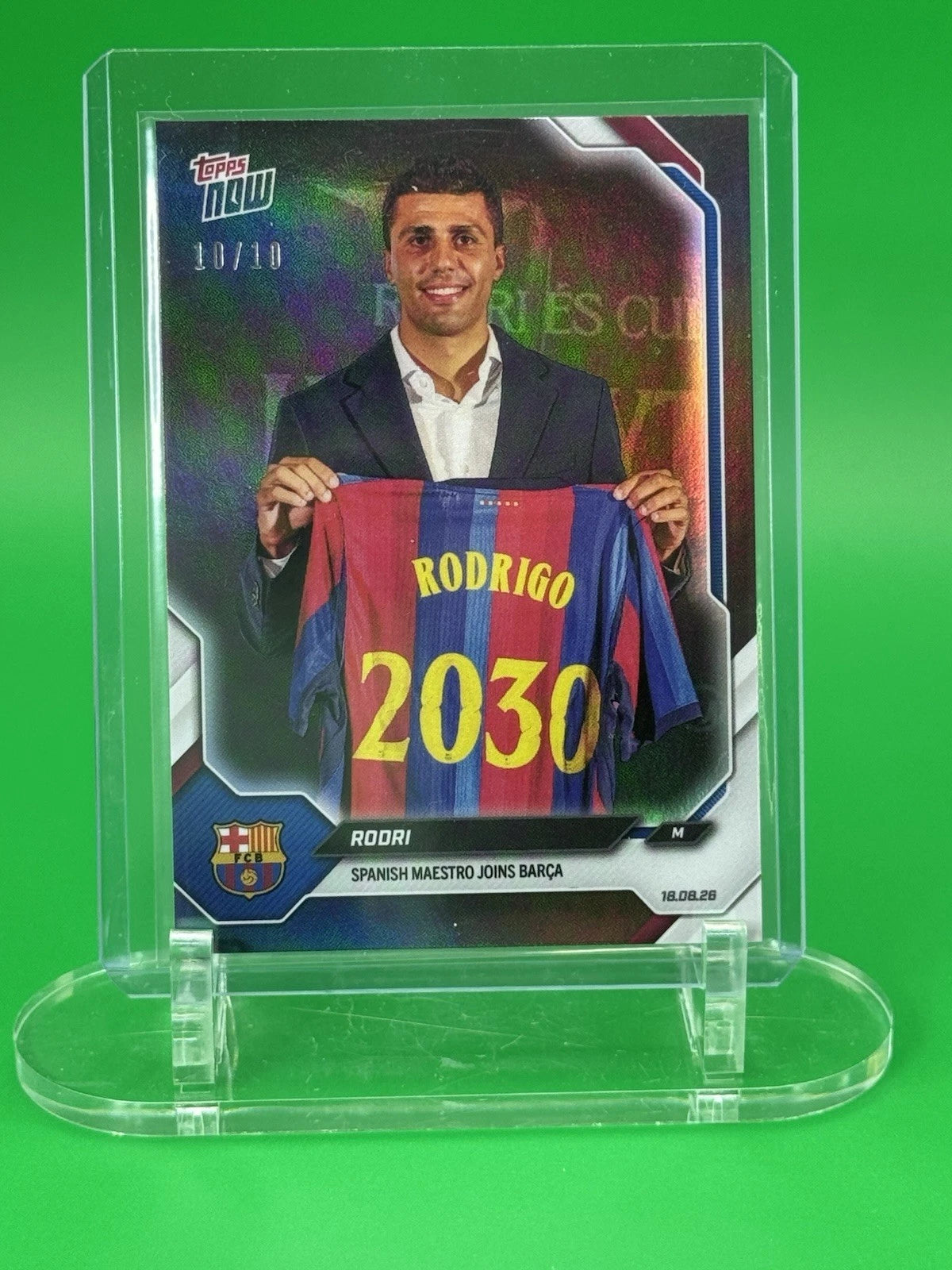 Rodri Topps Now Black 10/10 front